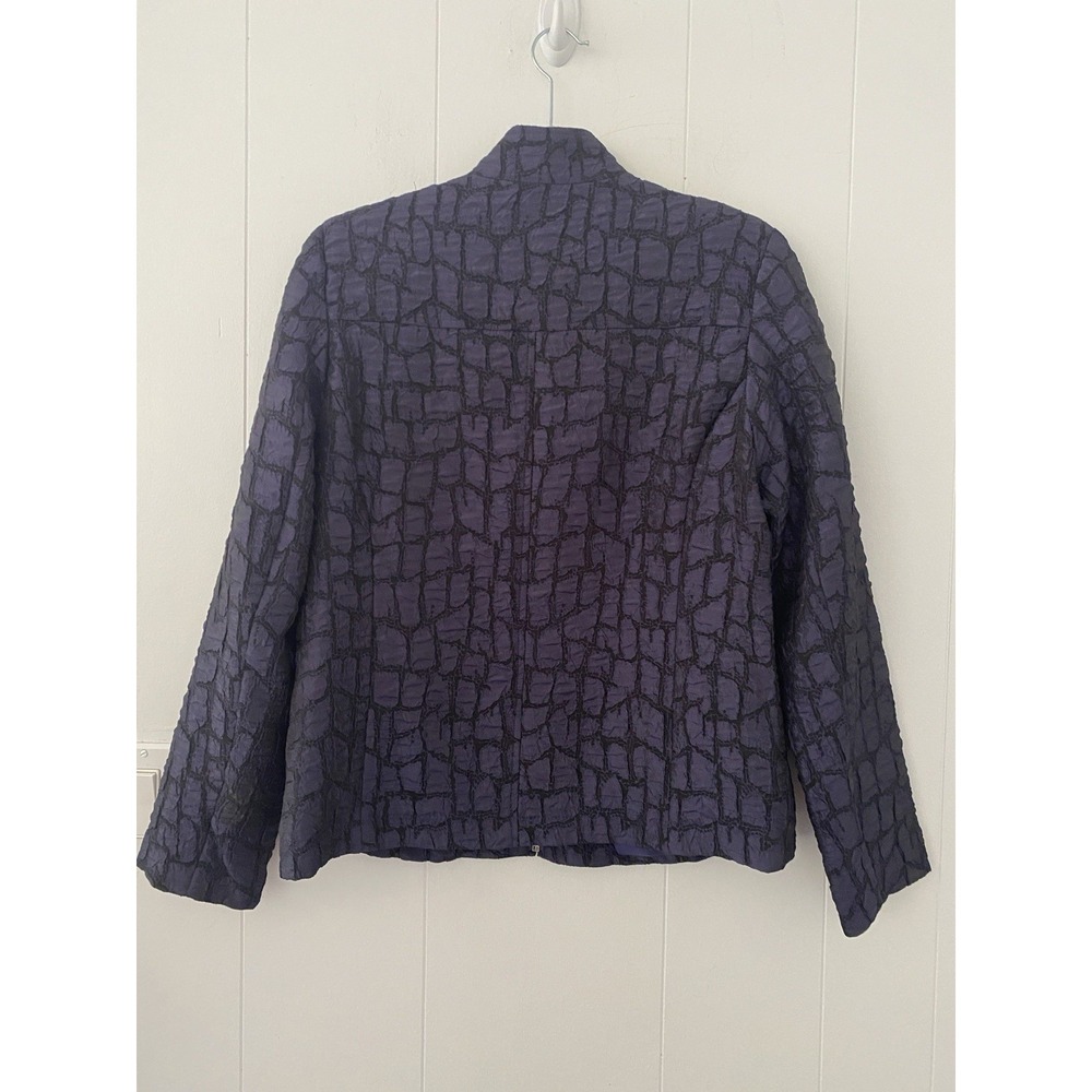 VTG 90s Erin London Blazer Jacket Sz 8 Zip Front Textured Crinkled Purple - Picture 2 of 6